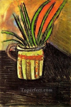 Pablo Picasso Painting - Ramo de flores exóticas en jarrón 1907 Pablo Picasso